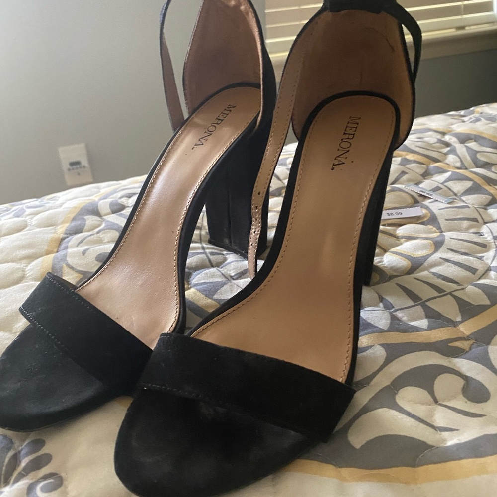 Black suede heel